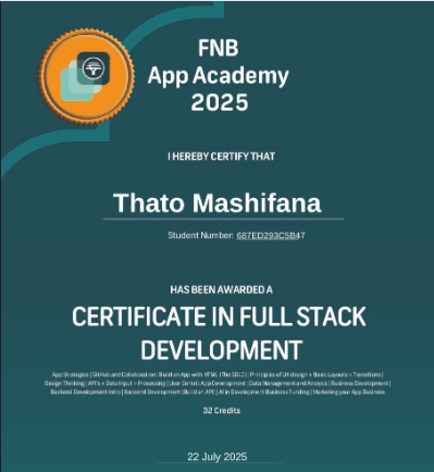 FNB App Academy 2025 badge